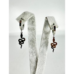 Gümüş Yılan Desenli Küpe